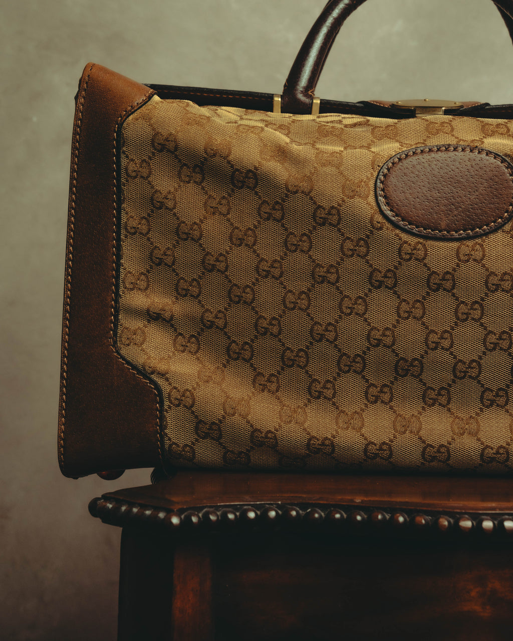 –SPECIAL– "GUCCI" 60's-70's Classic GG monogram Boston bag