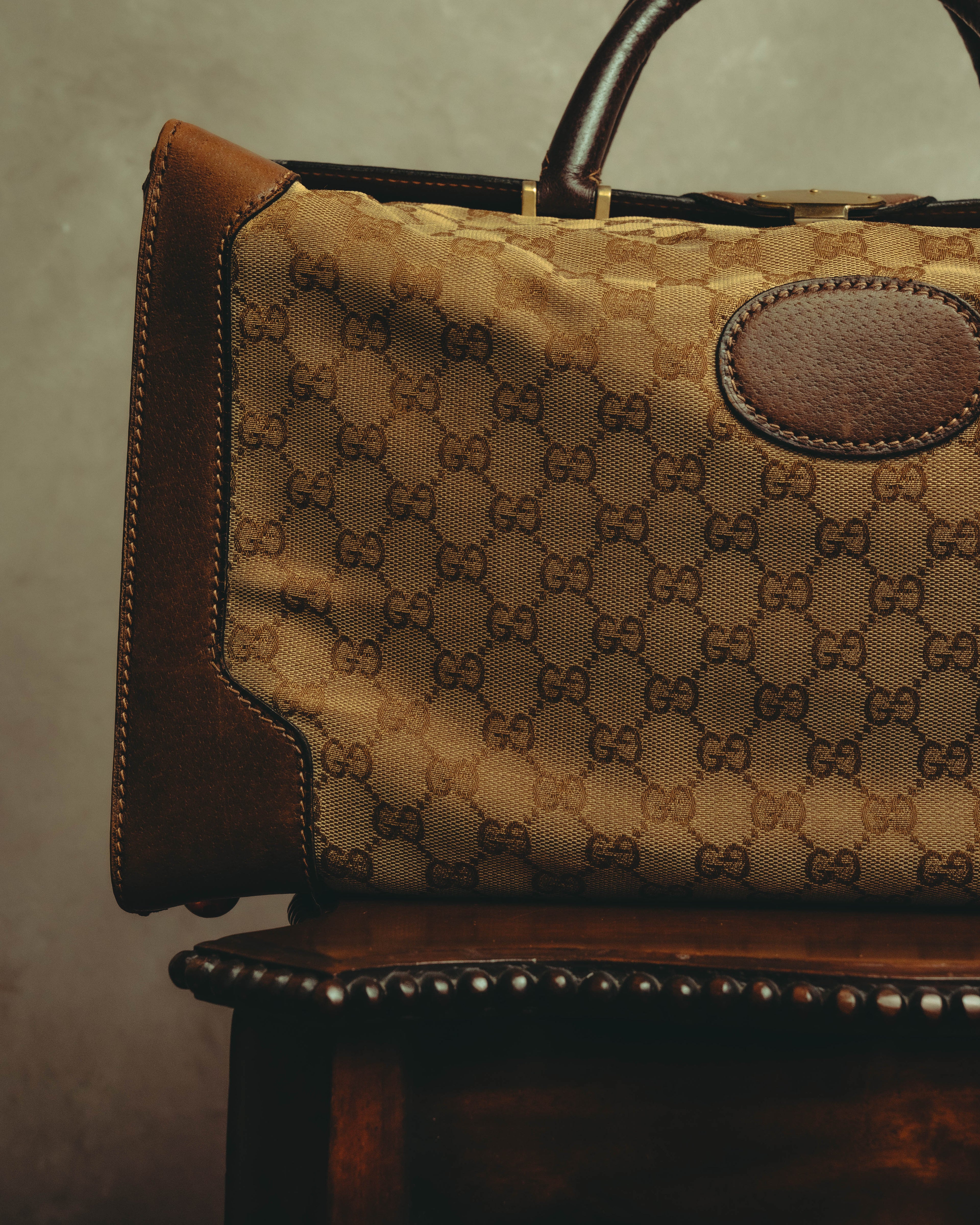 –SPECIAL– "GUCCI" 60's-70's Classic GG monogram Boston bag