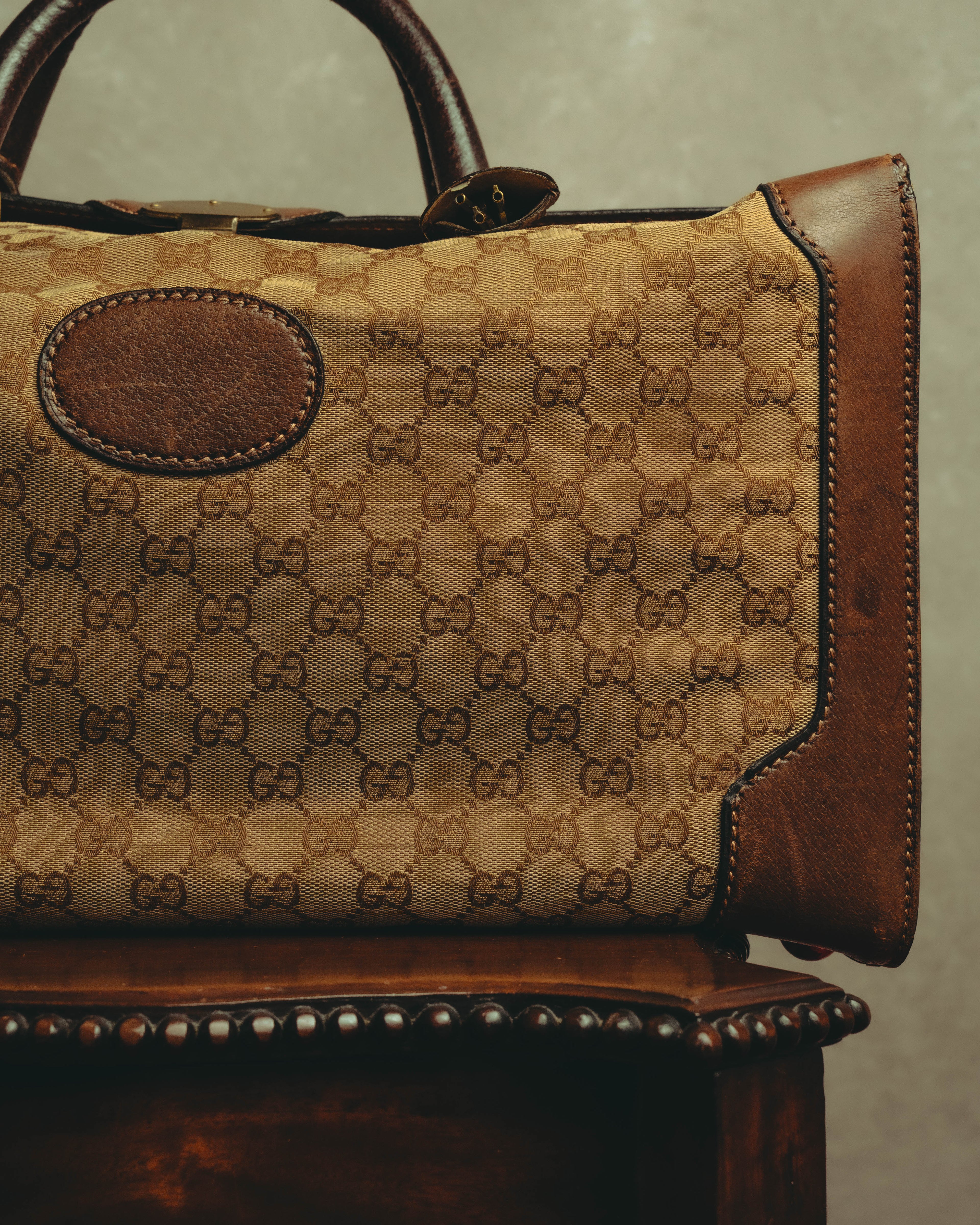 –SPECIAL– "GUCCI" 60's-70's Classic GG monogram Boston bag