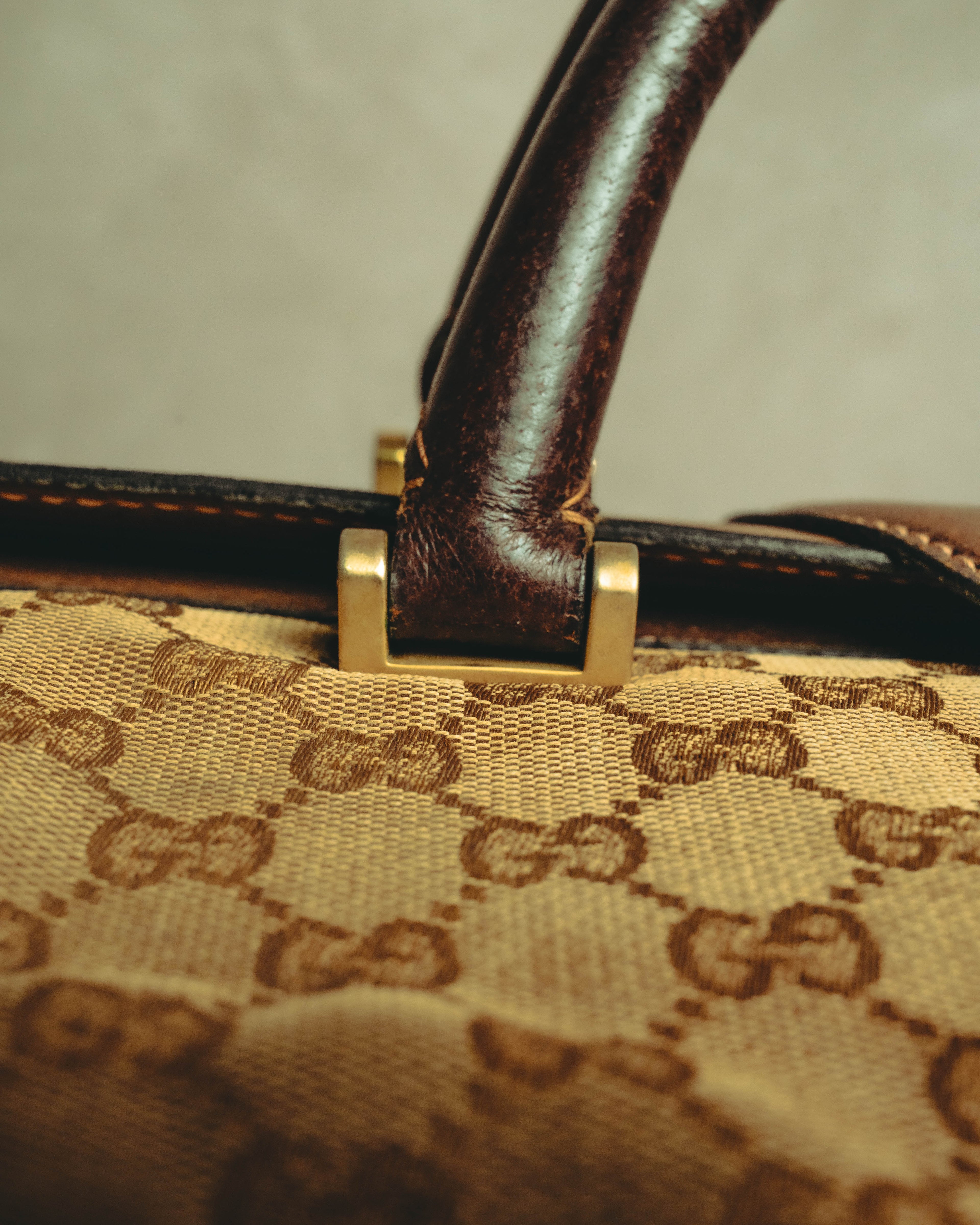 –SPECIAL– "GUCCI" 60's-70's Classic GG monogram Boston bag