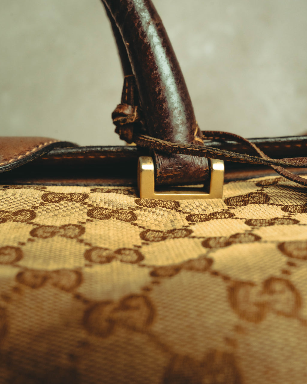 –SPECIAL– "GUCCI" 60's-70's Classic GG monogram Boston bag