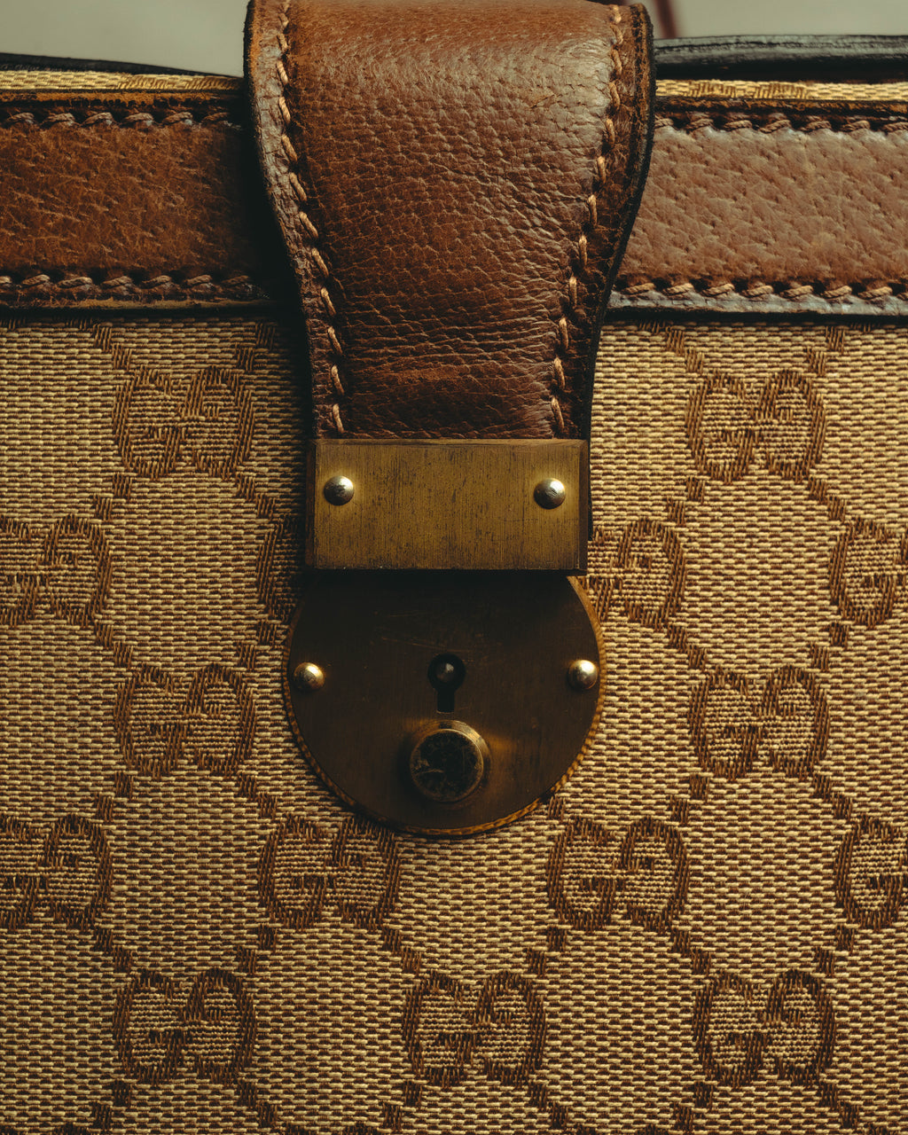 –SPECIAL– "GUCCI" 60's-70's Classic GG monogram Boston bag