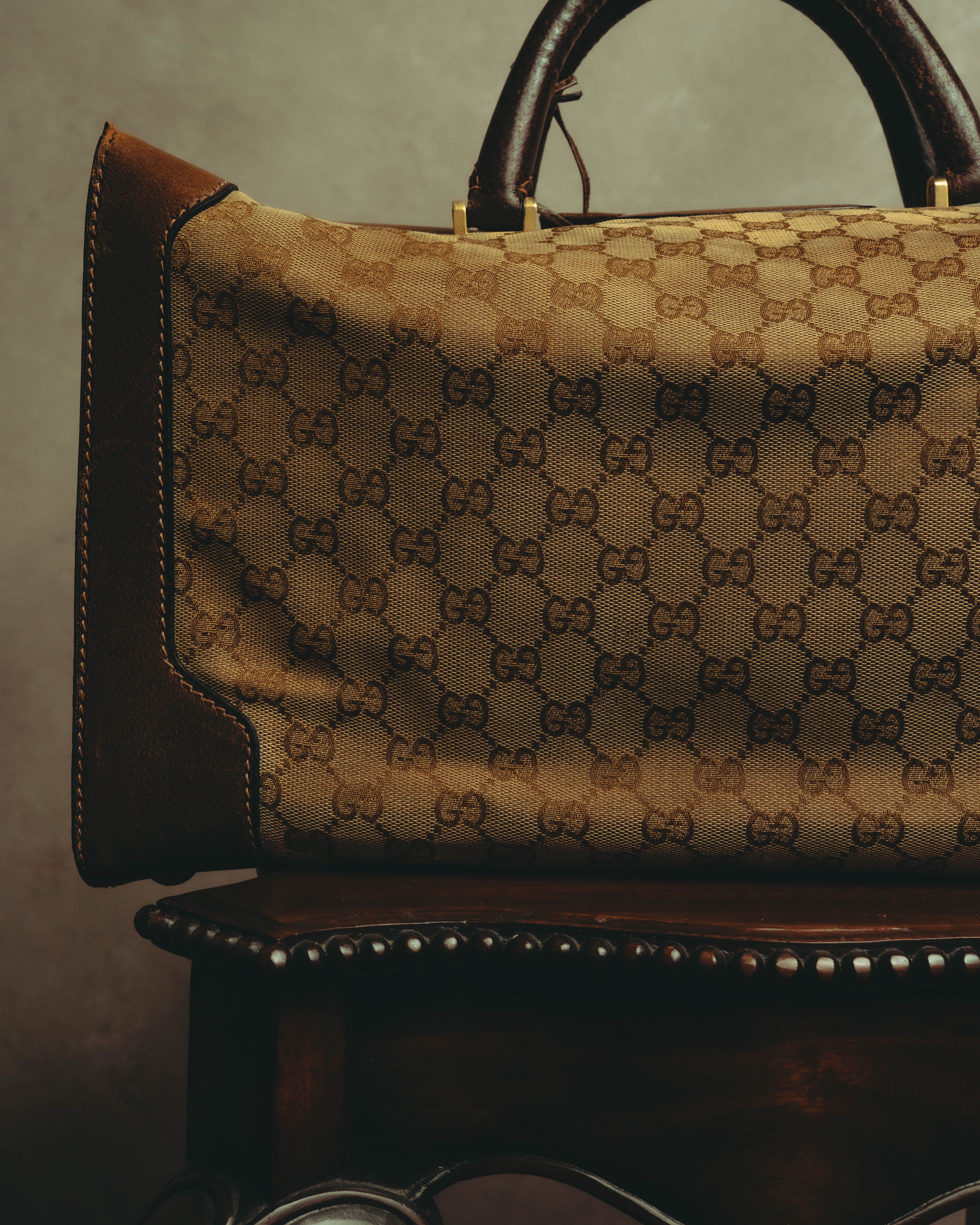 –SPECIAL– "GUCCI" 60's-70's Classic GG monogram Boston bag