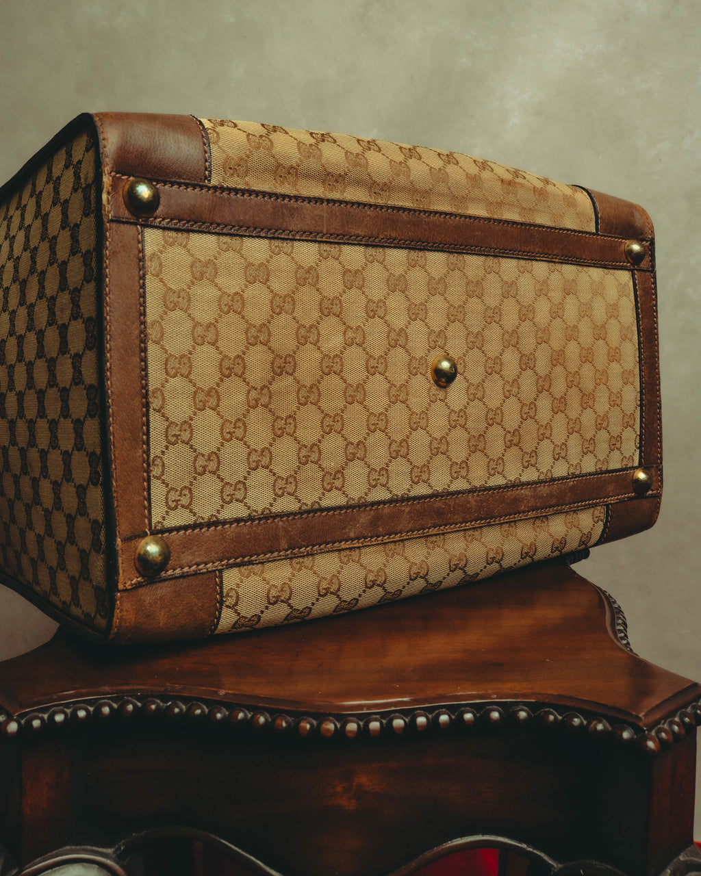 –SPECIAL– "GUCCI" 60's-70's Classic GG monogram Boston bag