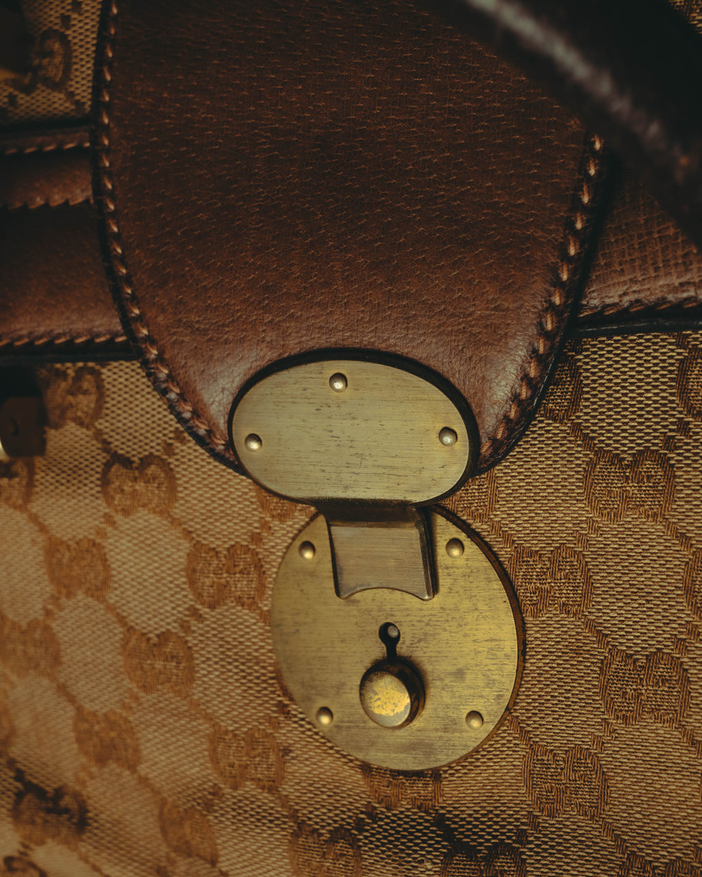 –SPECIAL– "GUCCI" 60's-70's Classic GG monogram Boston bag