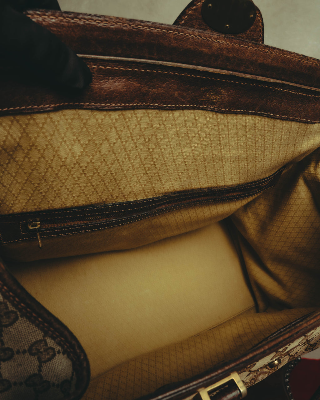 –SPECIAL– "GUCCI" 60's-70's Classic GG monogram Boston bag