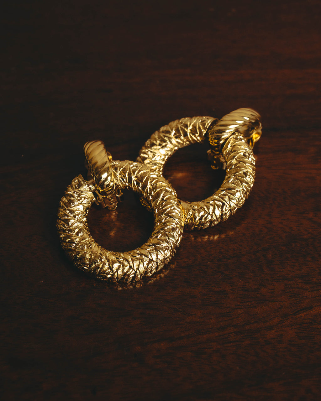 –SPECIAL– "Yves Saint Laurent" 80's-90's Sculptural clip-on hoop earrings
