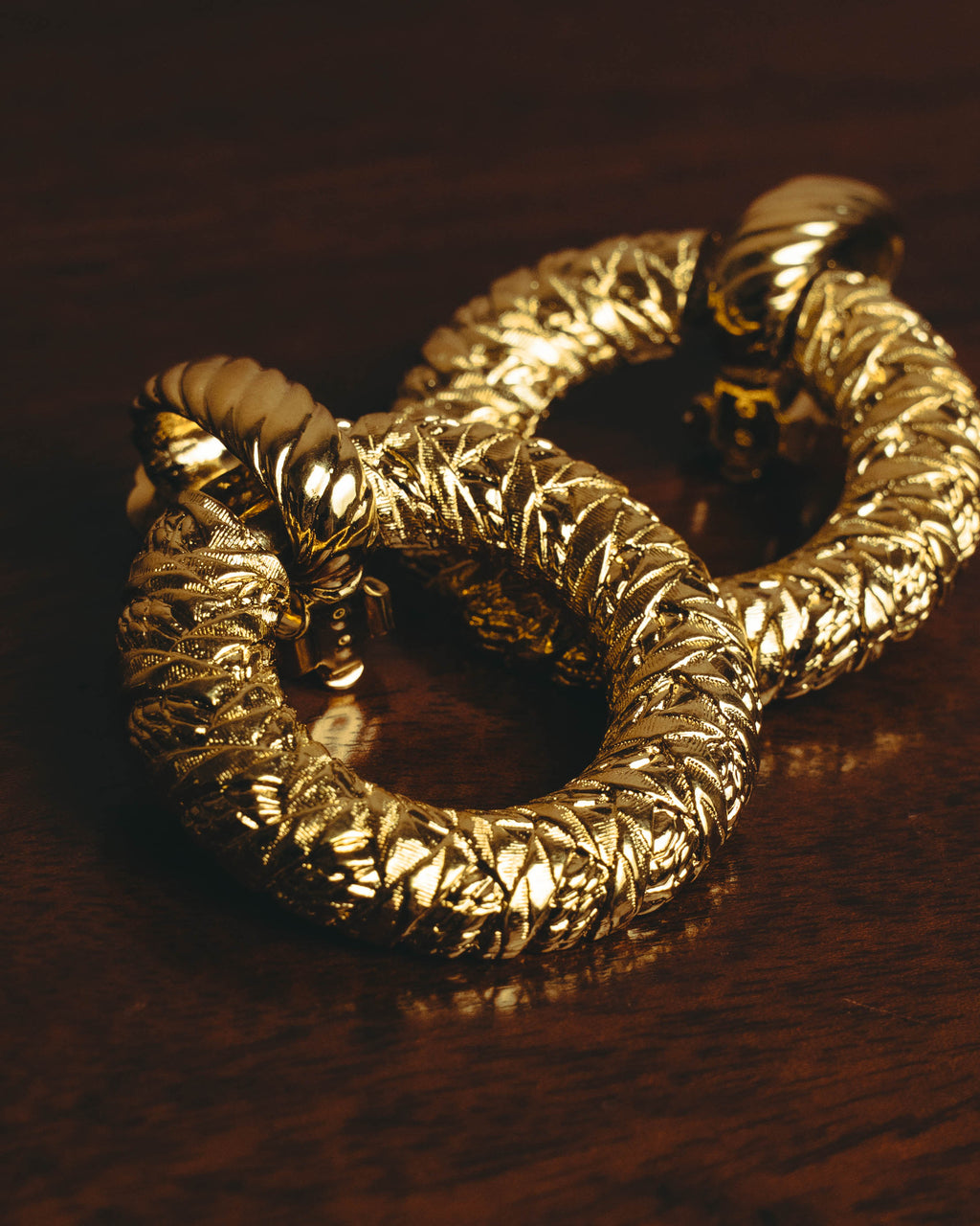 –SPECIAL– "Yves Saint Laurent" 80's-90's Sculptural clip-on hoop earrings