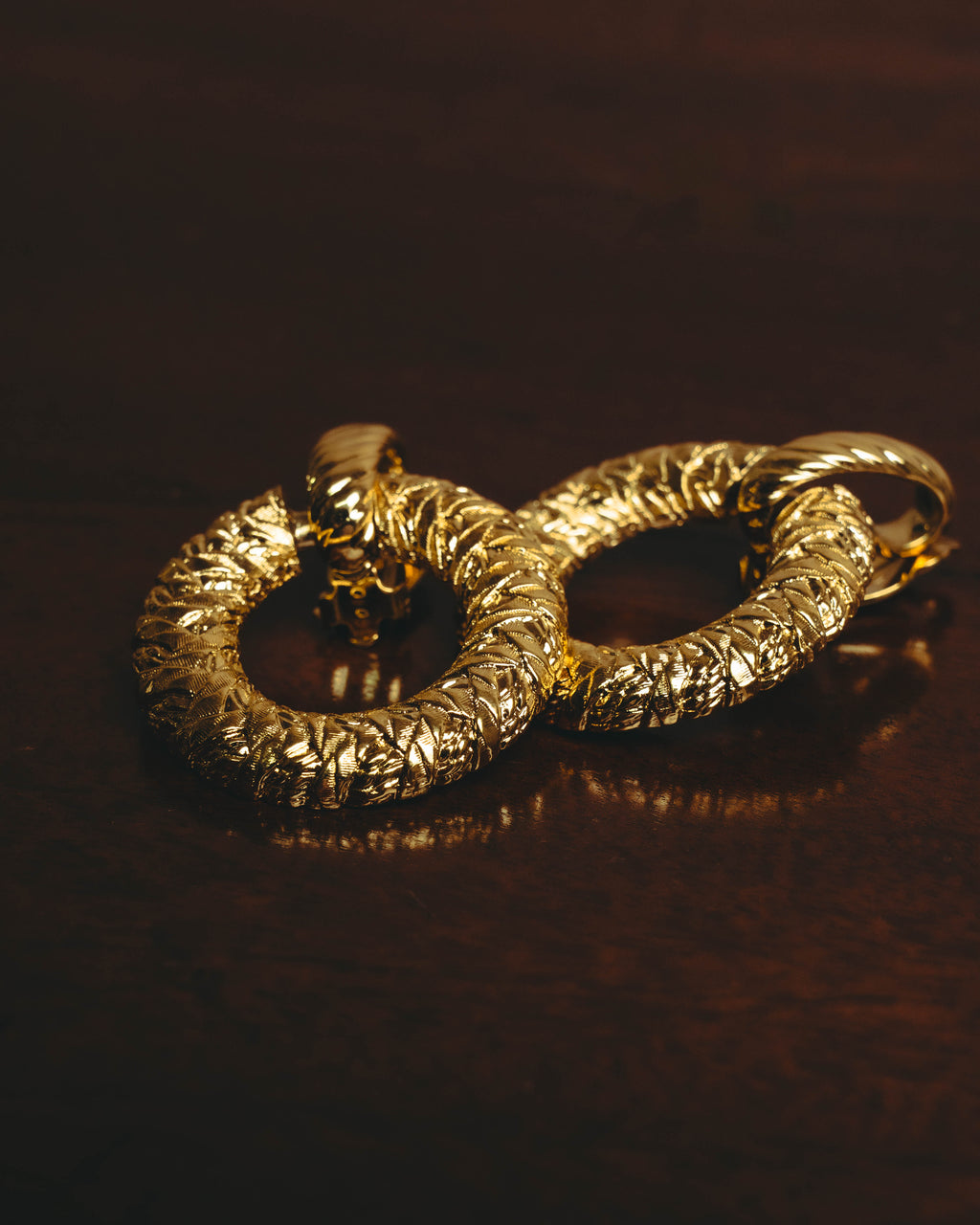 –SPECIAL– "Yves Saint Laurent" 80's-90's Sculptural clip-on hoop earrings