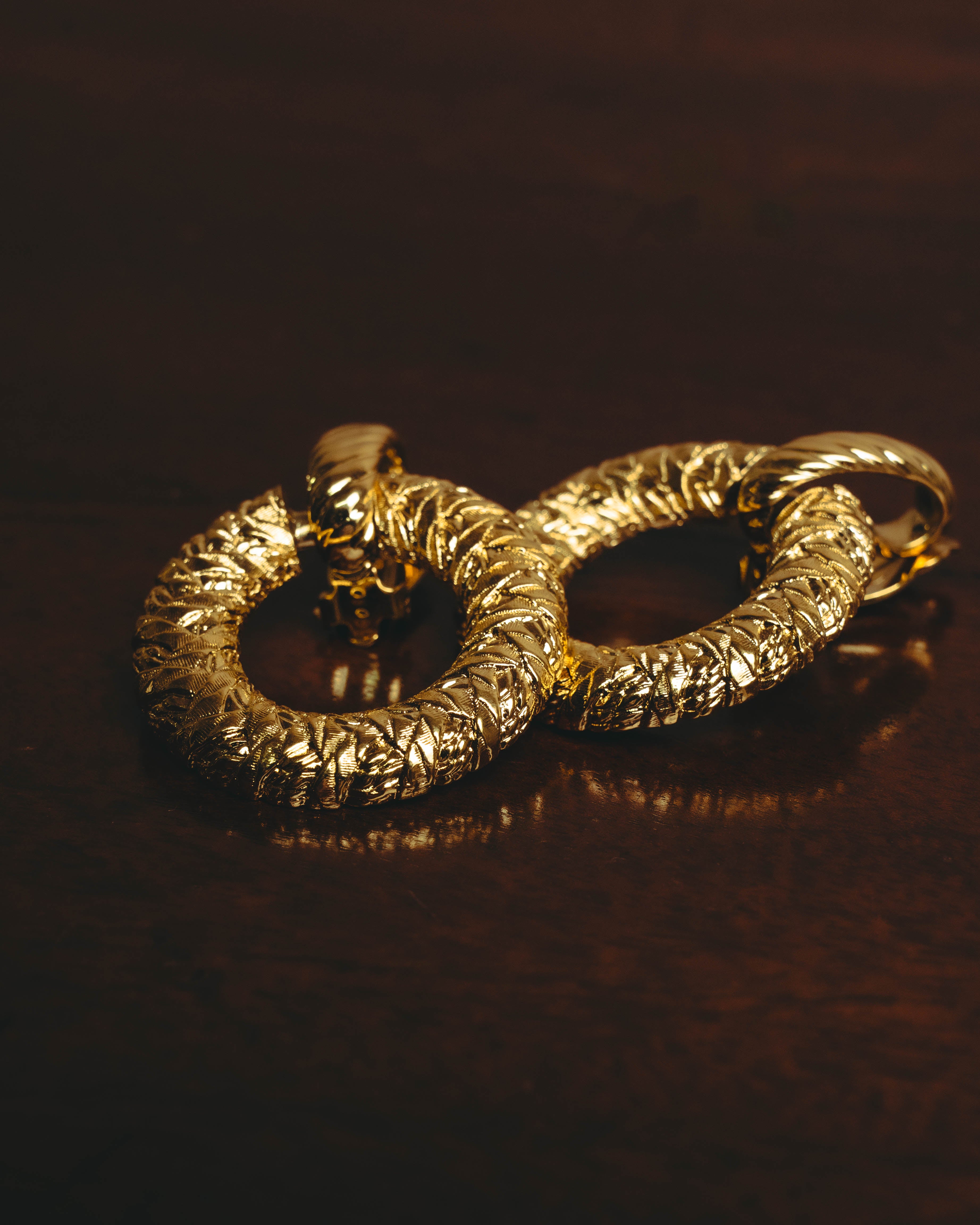 –SPECIAL– "Yves Saint Laurent" 80's-90's Sculptural clip-on hoop earrings