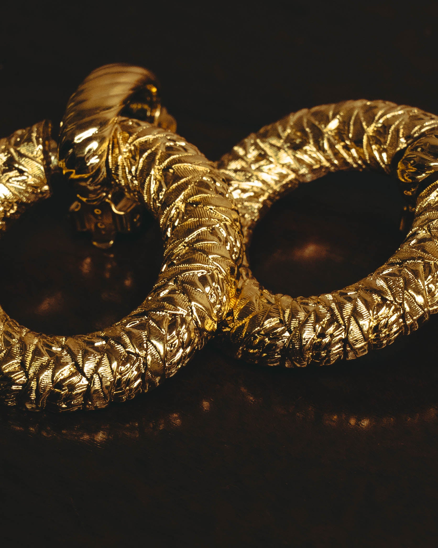 –SPECIAL– "Yves Saint Laurent" 80's-90's Sculptural clip-on hoop earrings