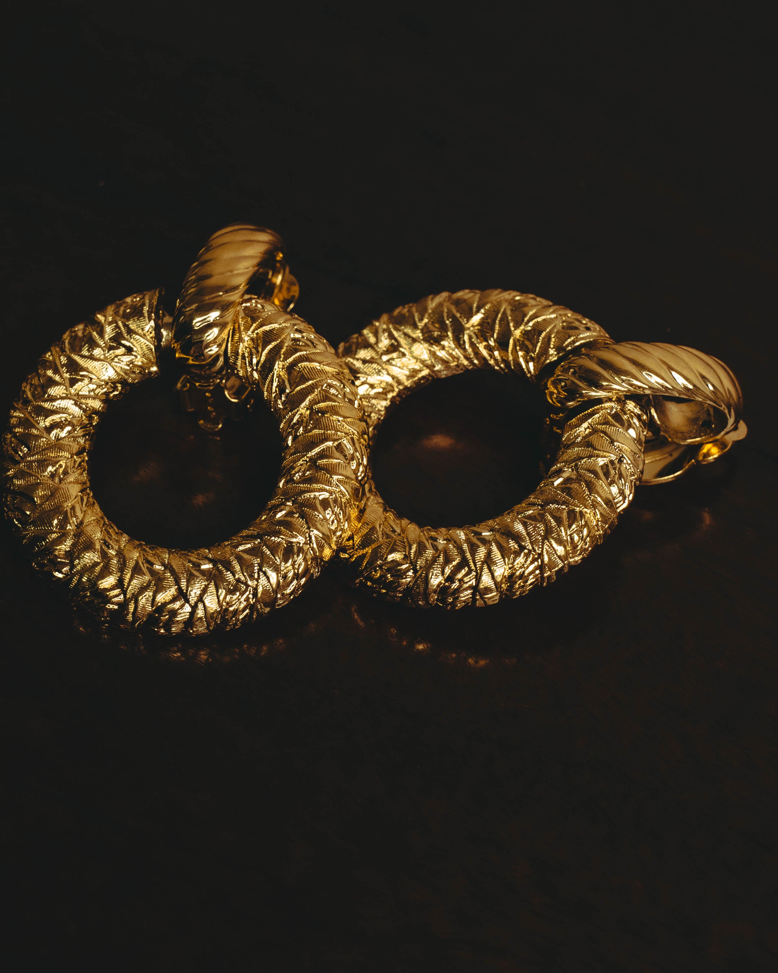 –SPECIAL– "Yves Saint Laurent" 80's-90's Sculptural clip-on hoop earrings