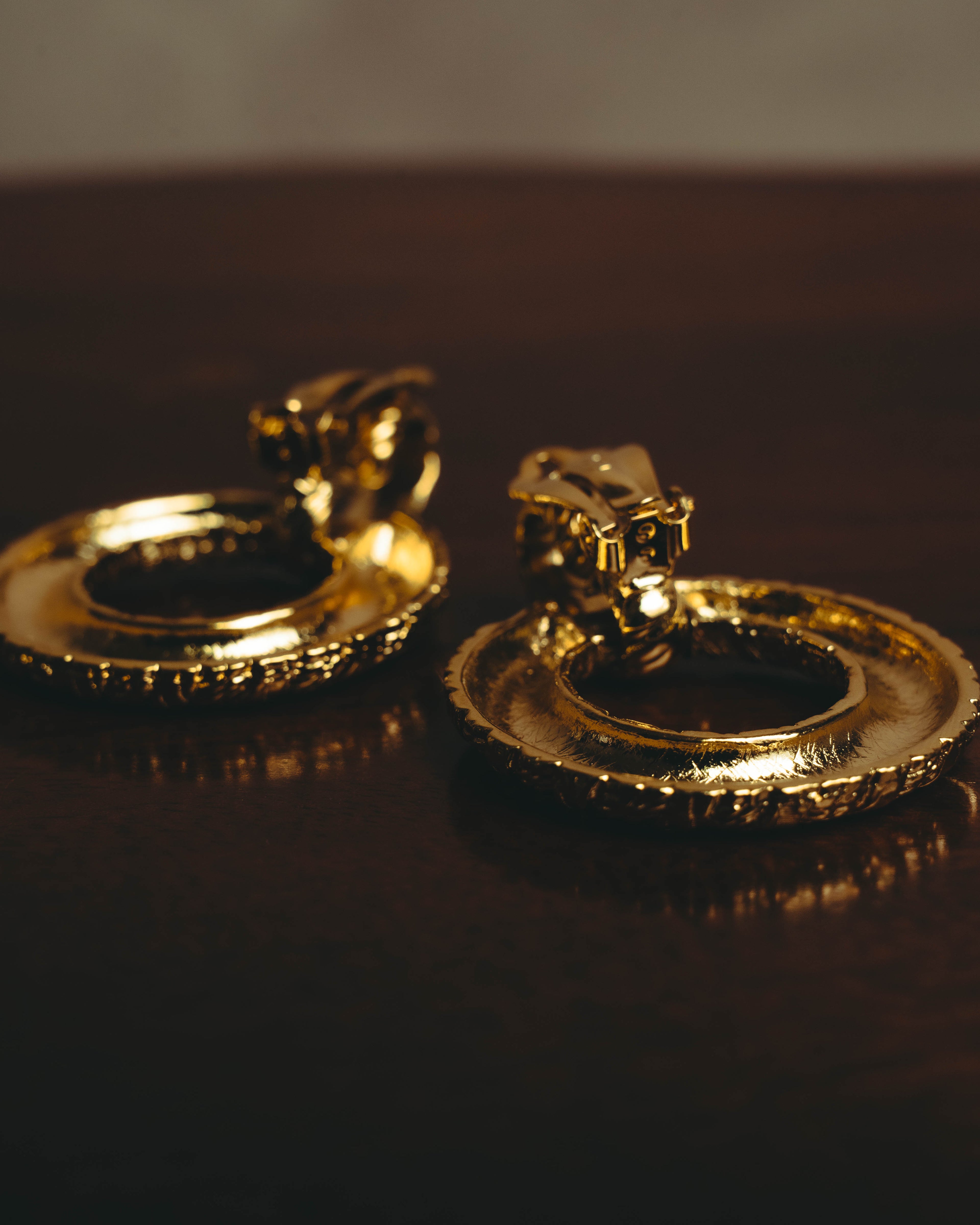–SPECIAL– "Yves Saint Laurent" 80's-90's Sculptural clip-on hoop earrings