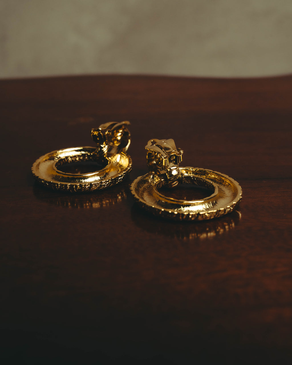–SPECIAL– "Yves Saint Laurent" 80's-90's Sculptural clip-on hoop earrings