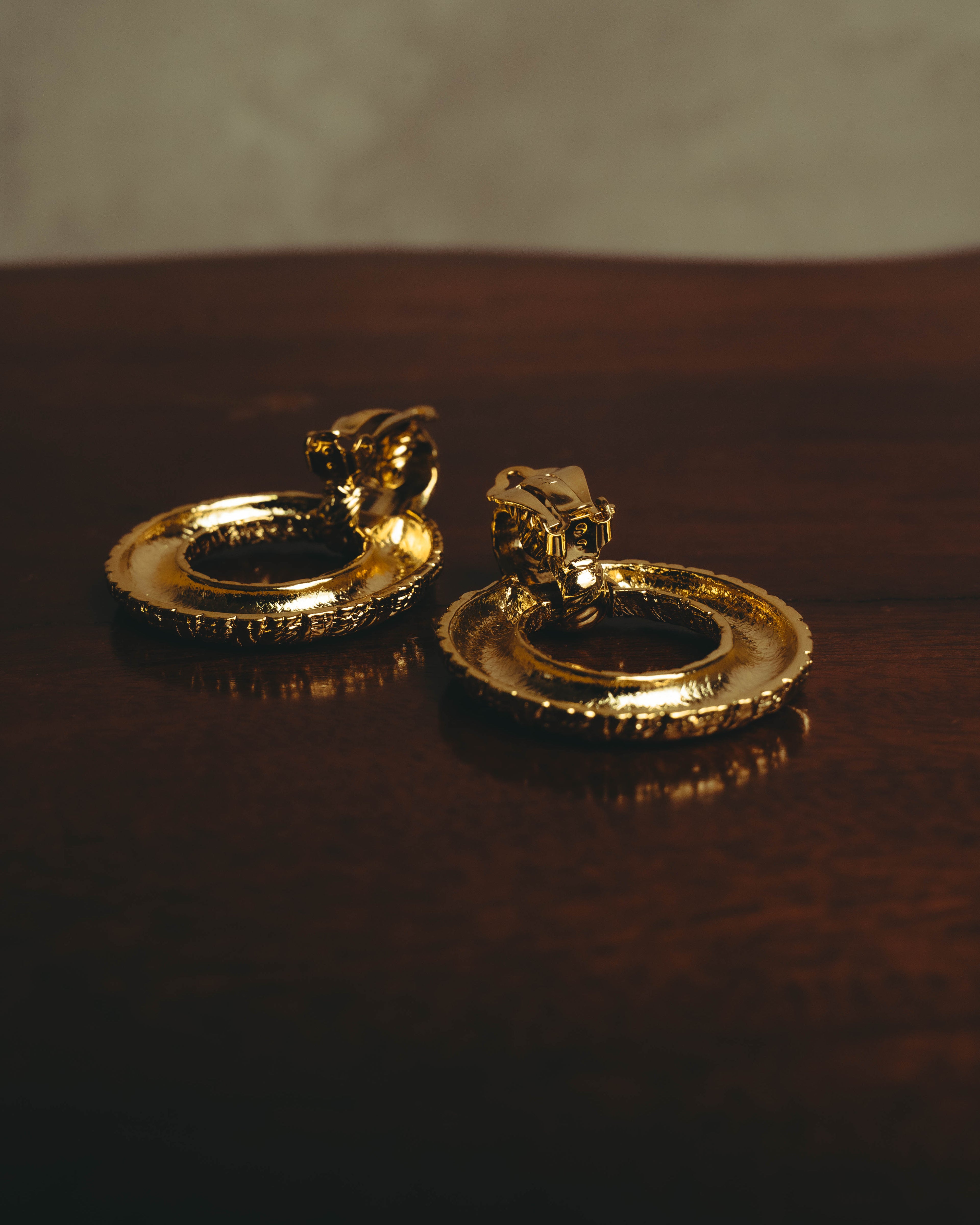 –SPECIAL– "Yves Saint Laurent" 80's-90's Sculptural clip-on hoop earrings