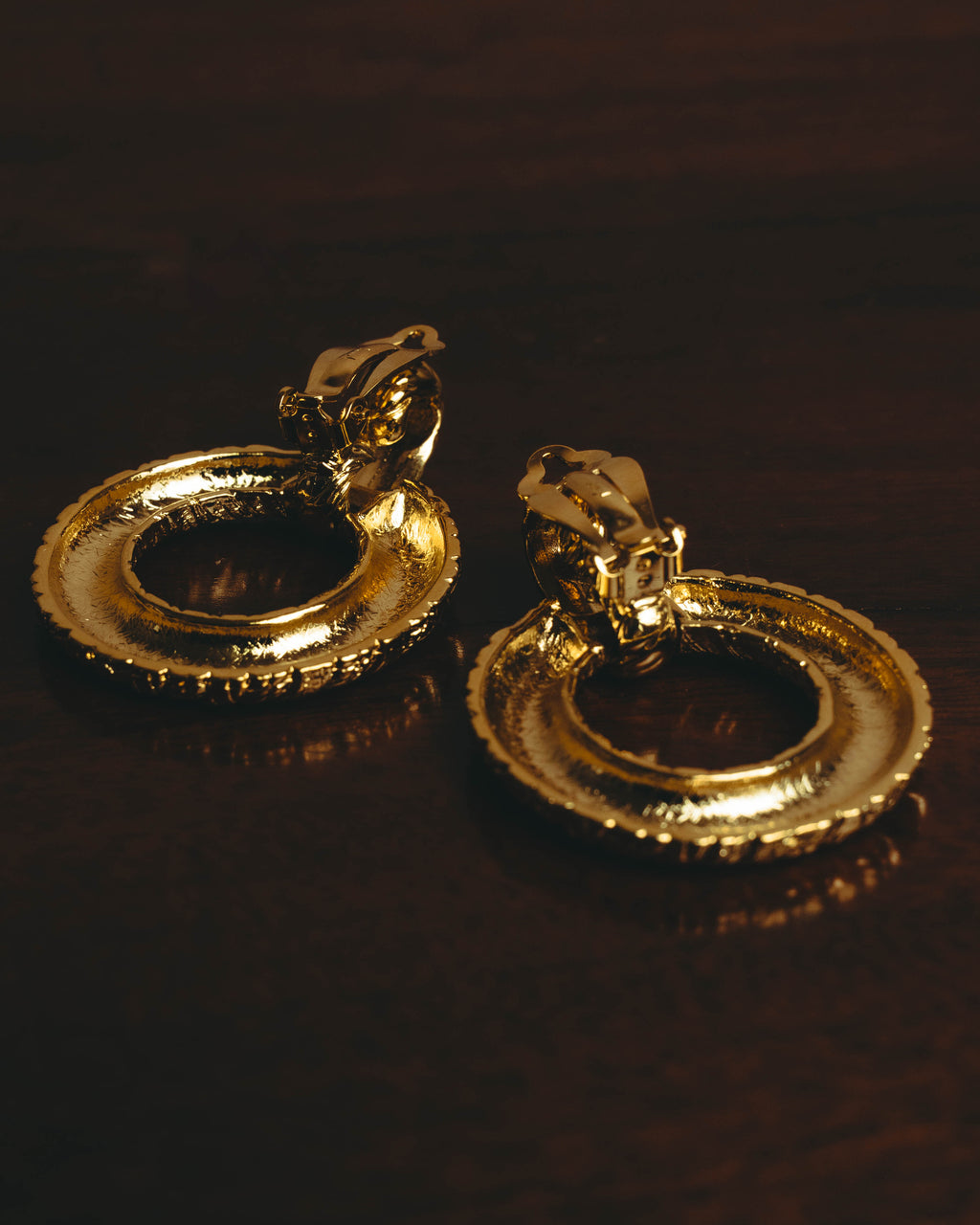 –SPECIAL– "Yves Saint Laurent" 80's-90's Sculptural clip-on hoop earrings