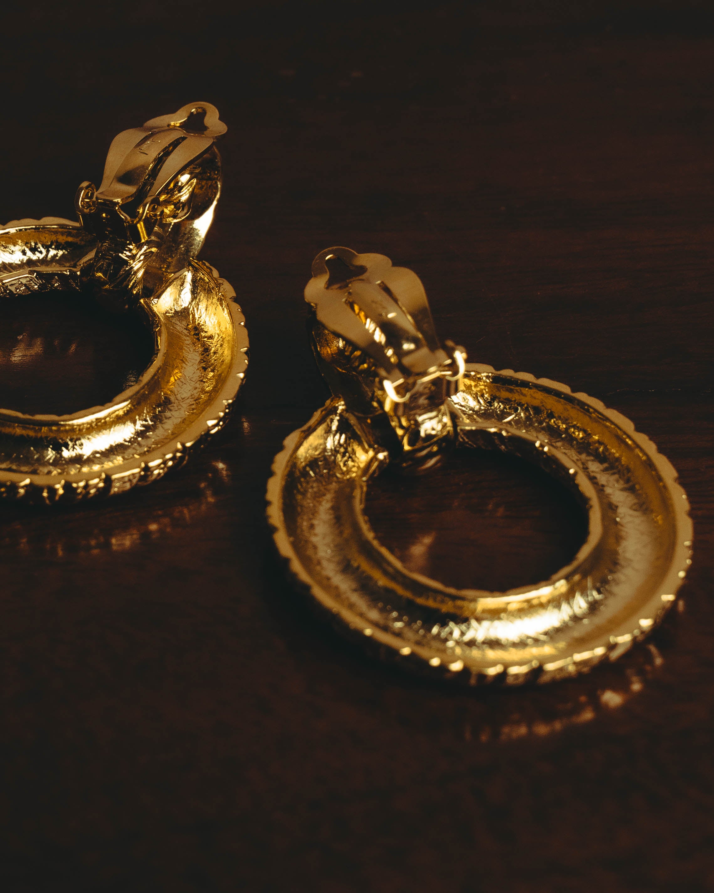 –SPECIAL– "Yves Saint Laurent" 80's-90's Sculptural clip-on hoop earrings