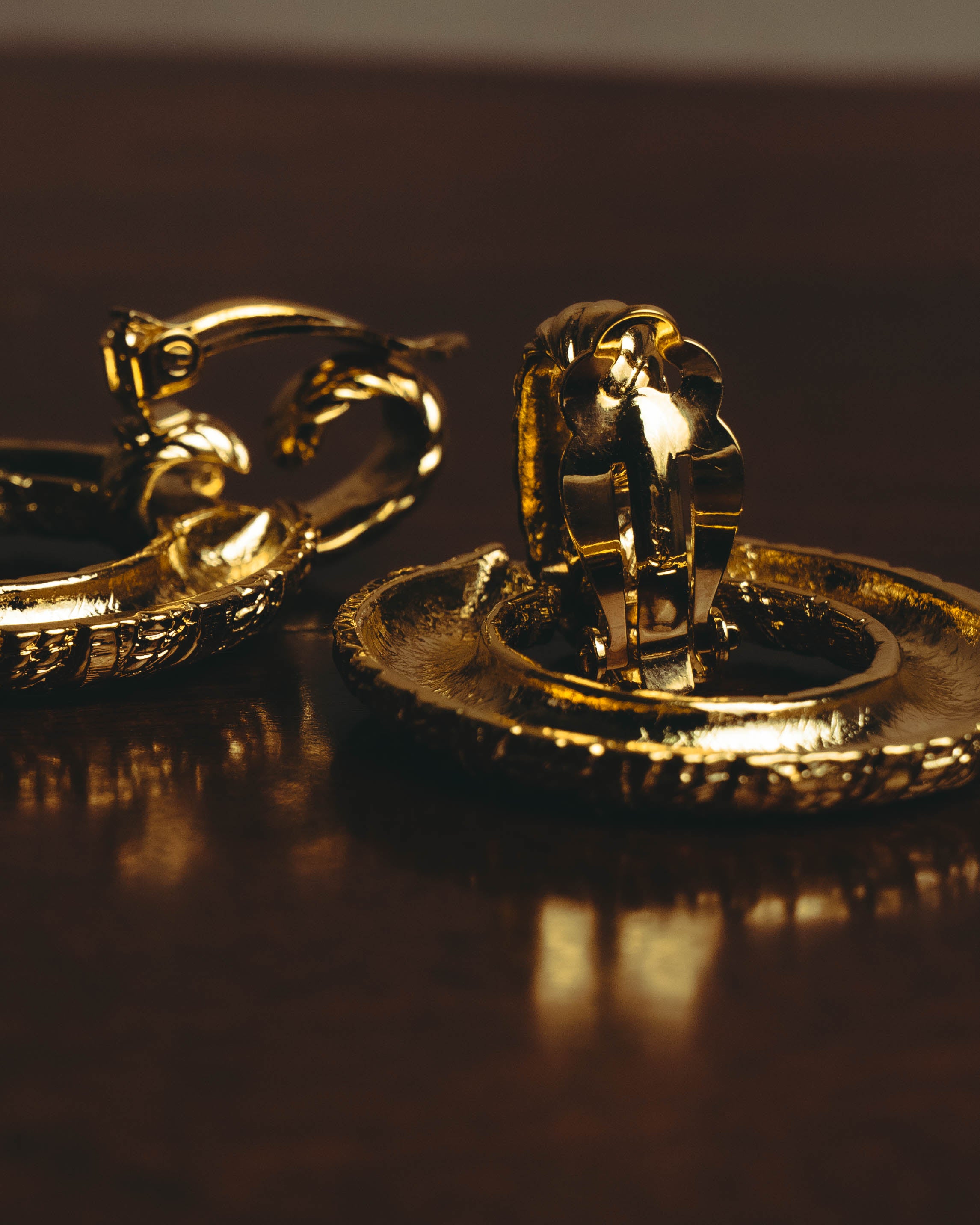 –SPECIAL– "Yves Saint Laurent" 80's-90's Sculptural clip-on hoop earrings