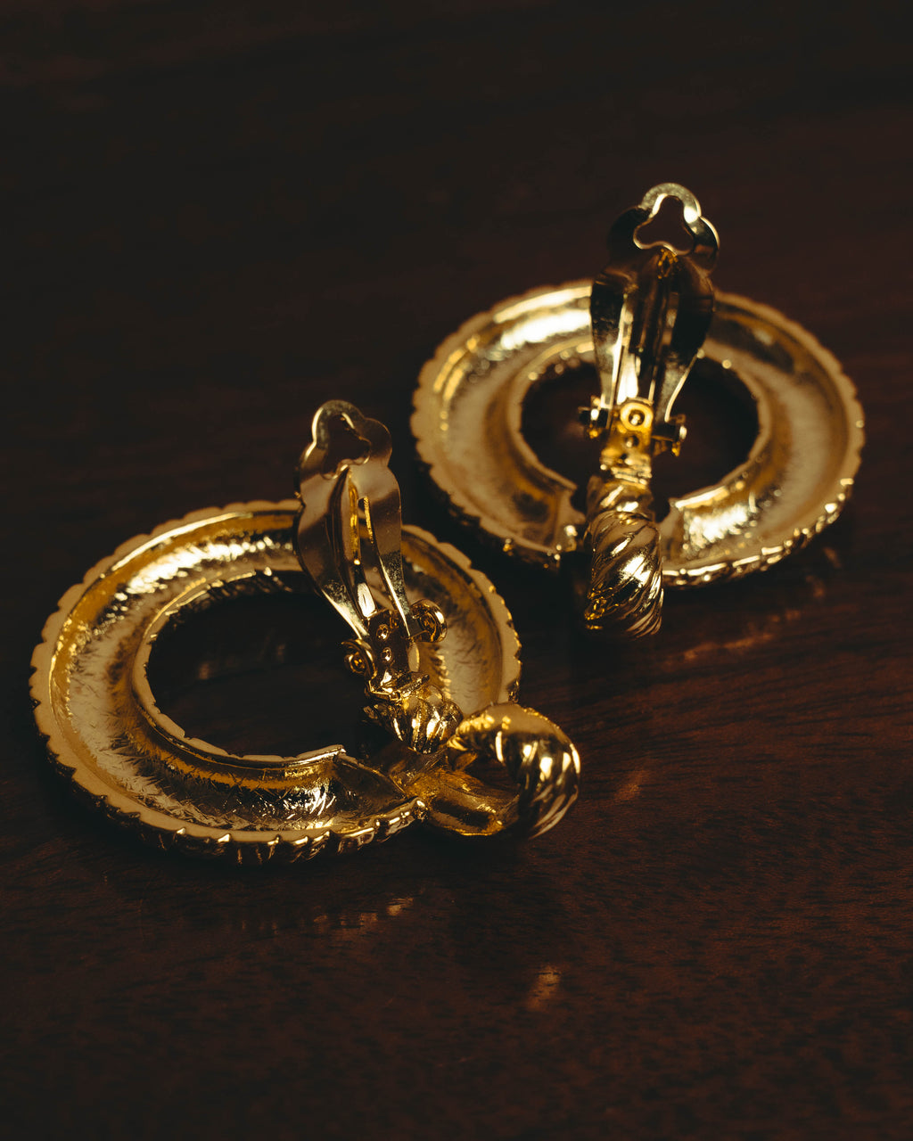 –SPECIAL– "Yves Saint Laurent" 80's-90's Sculptural clip-on hoop earrings