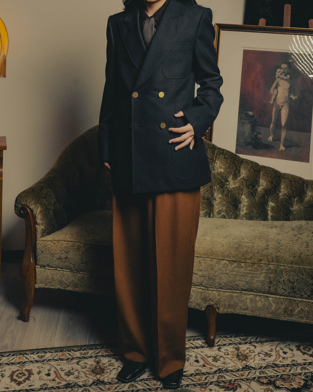 -SPECIAL- “GUCCI” 20’s Textured wool double breasted blazer with gold buttons