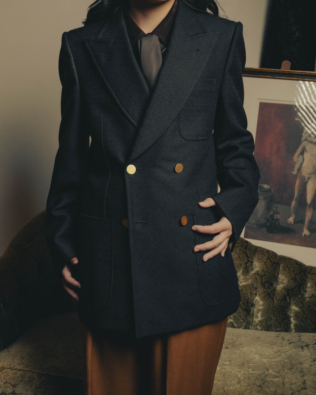 -SPECIAL- “GUCCI” 20’s Textured wool double breasted blazer with gold buttons