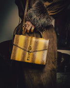 -SPECIAL- “GUCCI” 2019-2022 Sylvie 1969 python leather chain buckle top handle bag