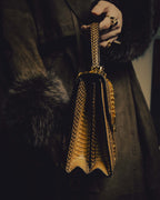 -SPECIAL- “GUCCI” 2019-2022 Sylvie 1969 python leather chain buckle top handle bag