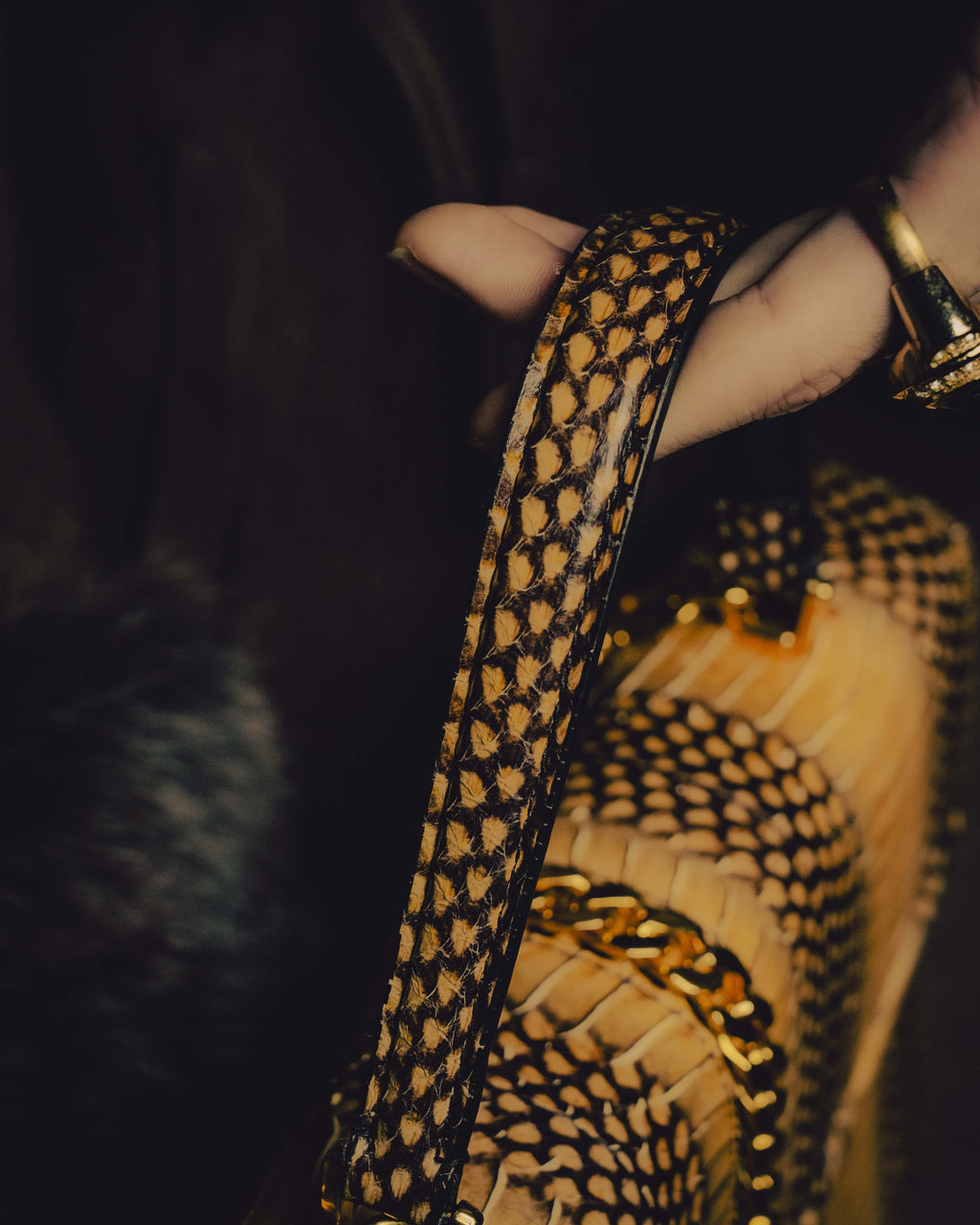 -SPECIAL- “GUCCI” 2019-2022 Sylvie 1969 python leather chain buckle top handle bag