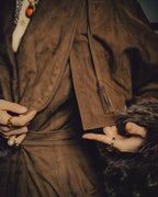 -SPECIAL- “GUCCI” 80’s Belted suede long coat with fur cuffs