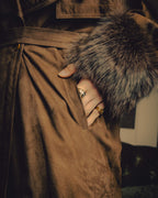 -SPECIAL- “GUCCI” 80’s Belted suede long coat with fur cuffs