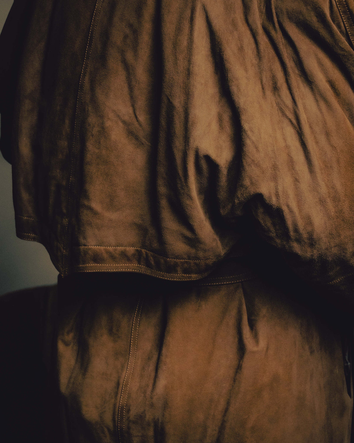 -SPECIAL- “GUCCI” 80’s Belted suede long coat with fur cuffs