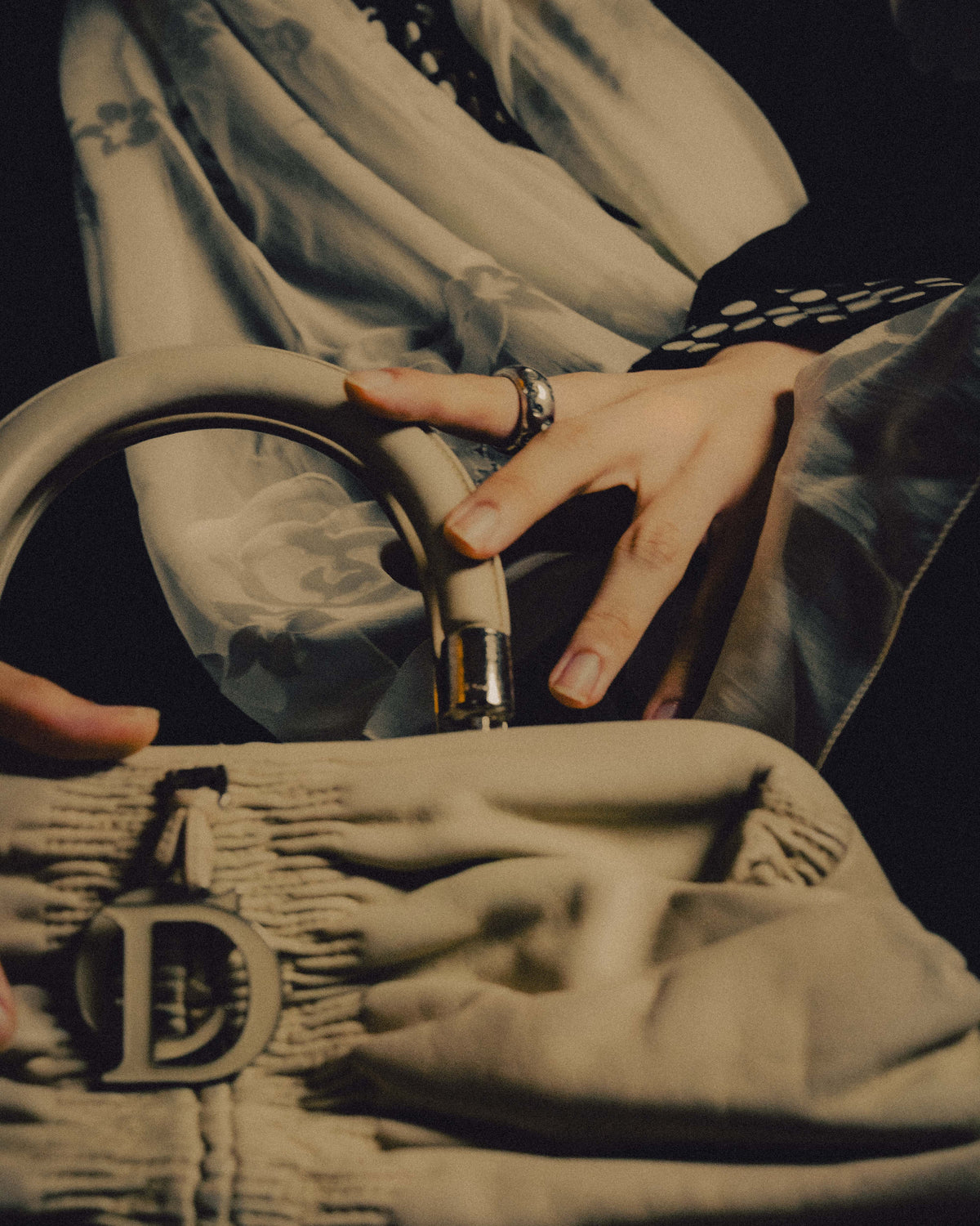 -SPECIAL- “Christian Dior” 00’s-10’s Karenina ruched leather top handle bag