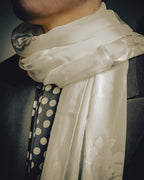 -SPECIAL- “Christian Dior” 90’s-00’s Sheer silk blend rose and ribbon motif scarf
