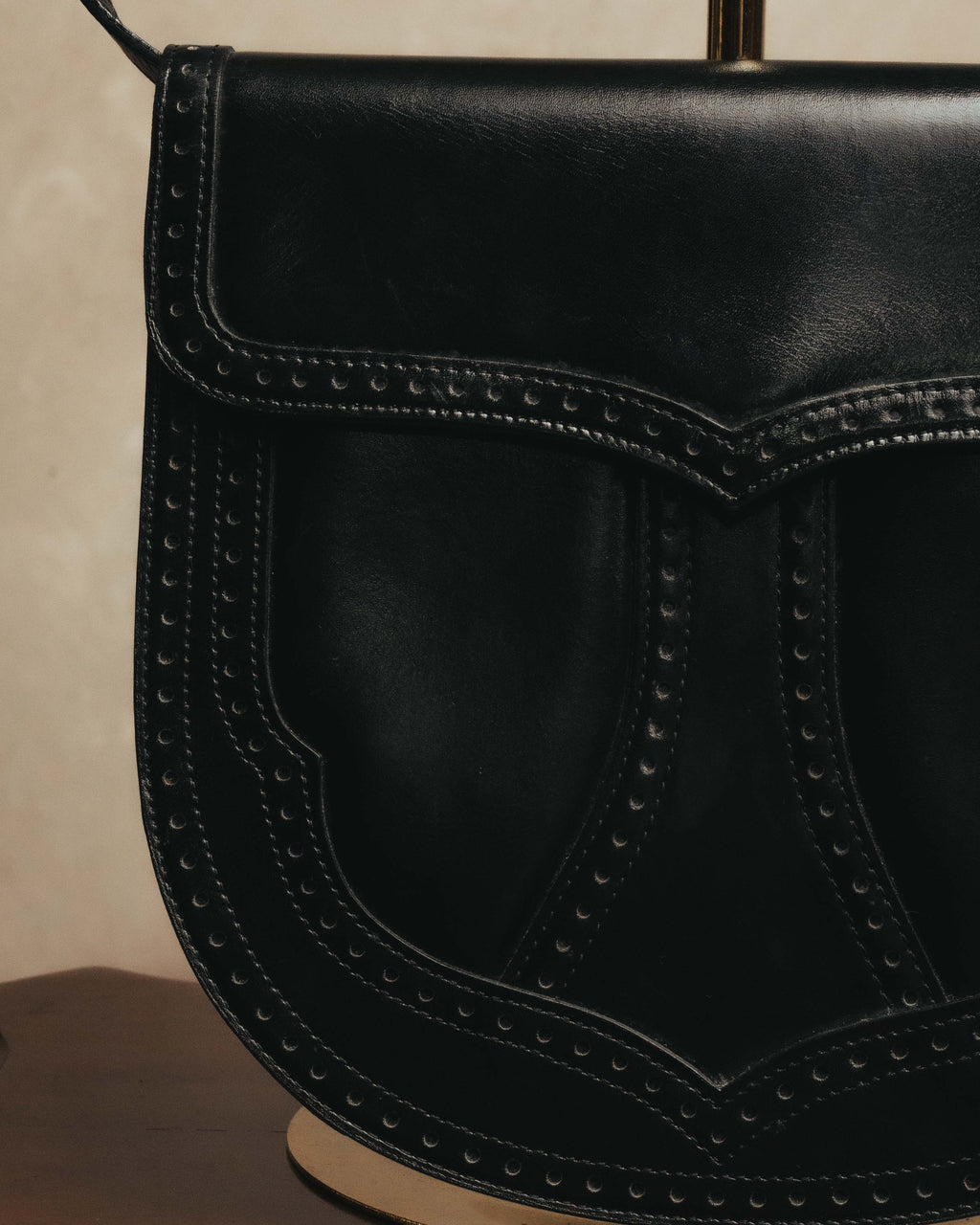 “Yves Saint Laurent” 80’s-90’s Brogue-detailed sculptural leather shoulder bag