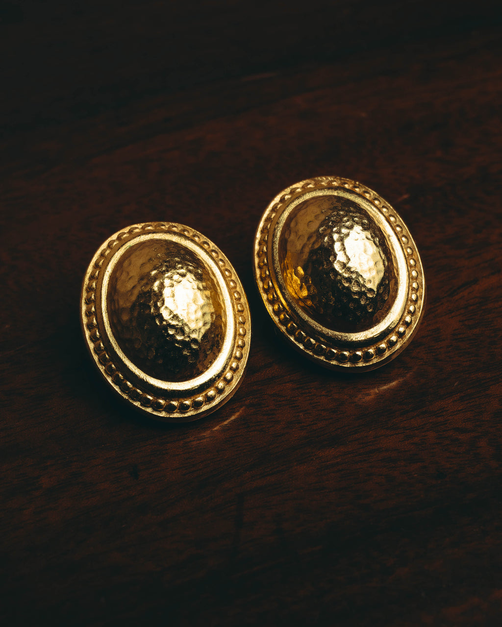 “Christian Dior” 70’s-80’s sculptural hammered oval clip-on earrings