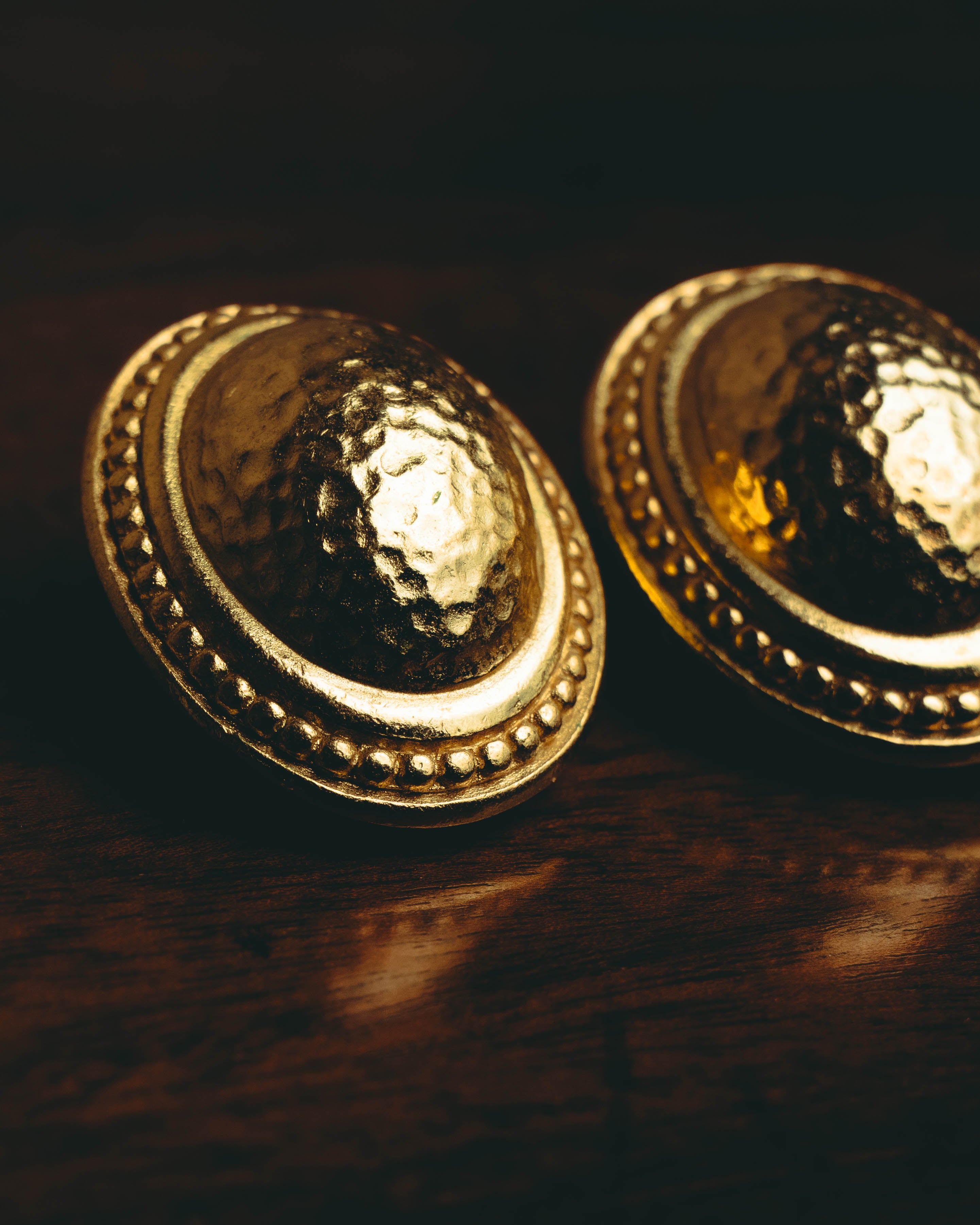 “Christian Dior” 70’s-80’s sculptural hammered oval clip-on earrings