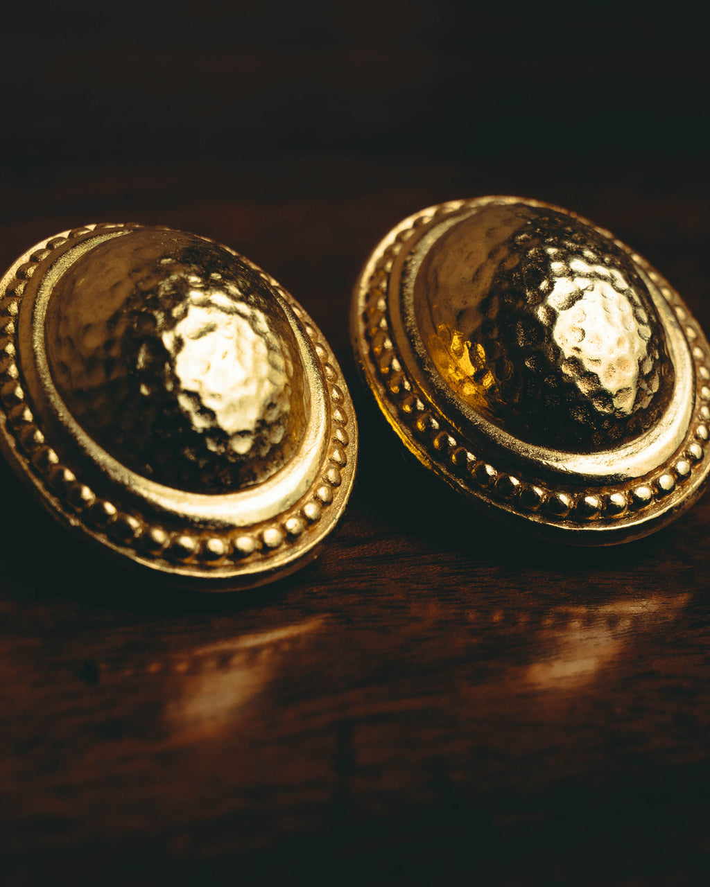 “Christian Dior” 70’s-80’s sculptural hammered oval clip-on earrings