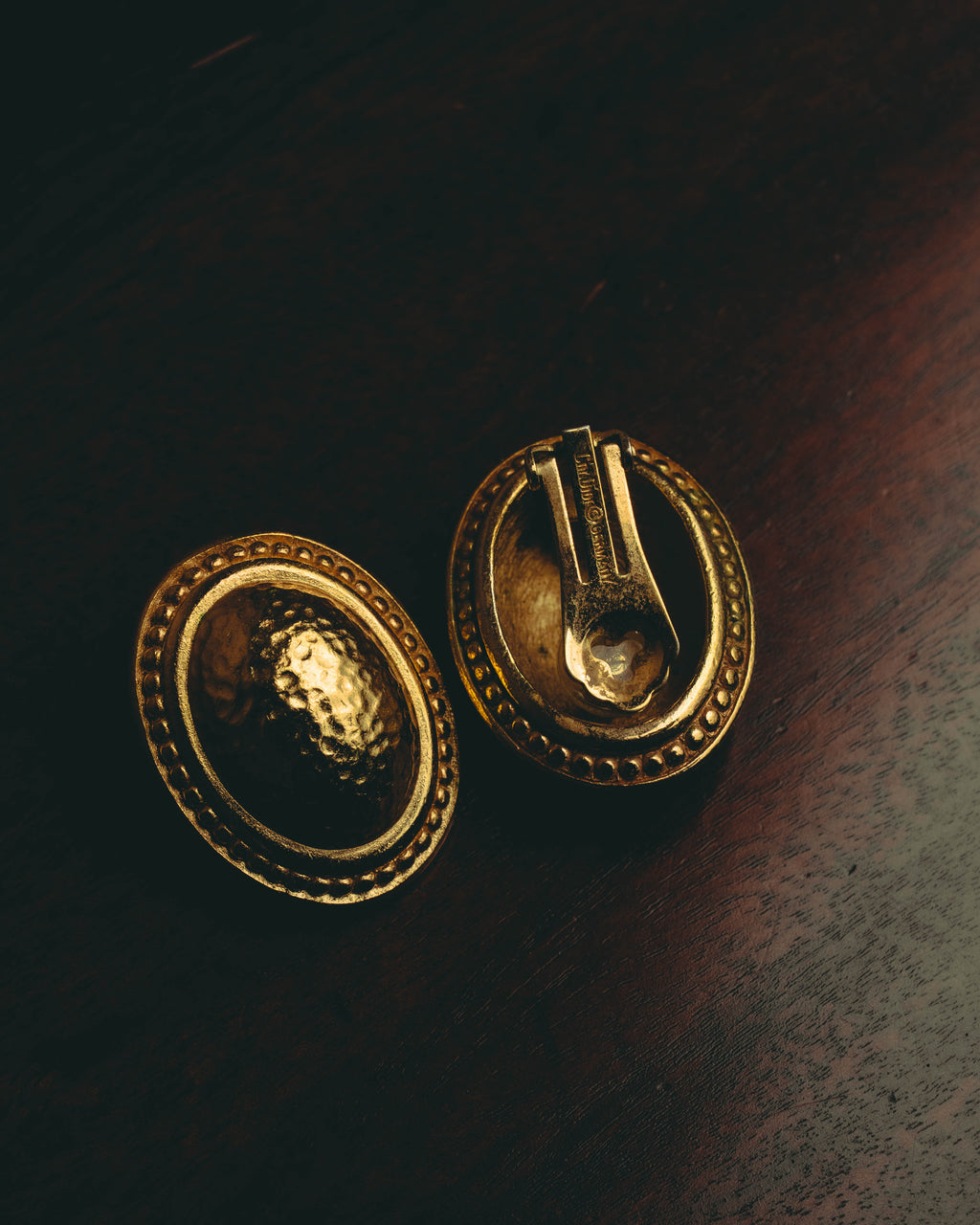 “Christian Dior” 70’s-80’s sculptural hammered oval clip-on earrings