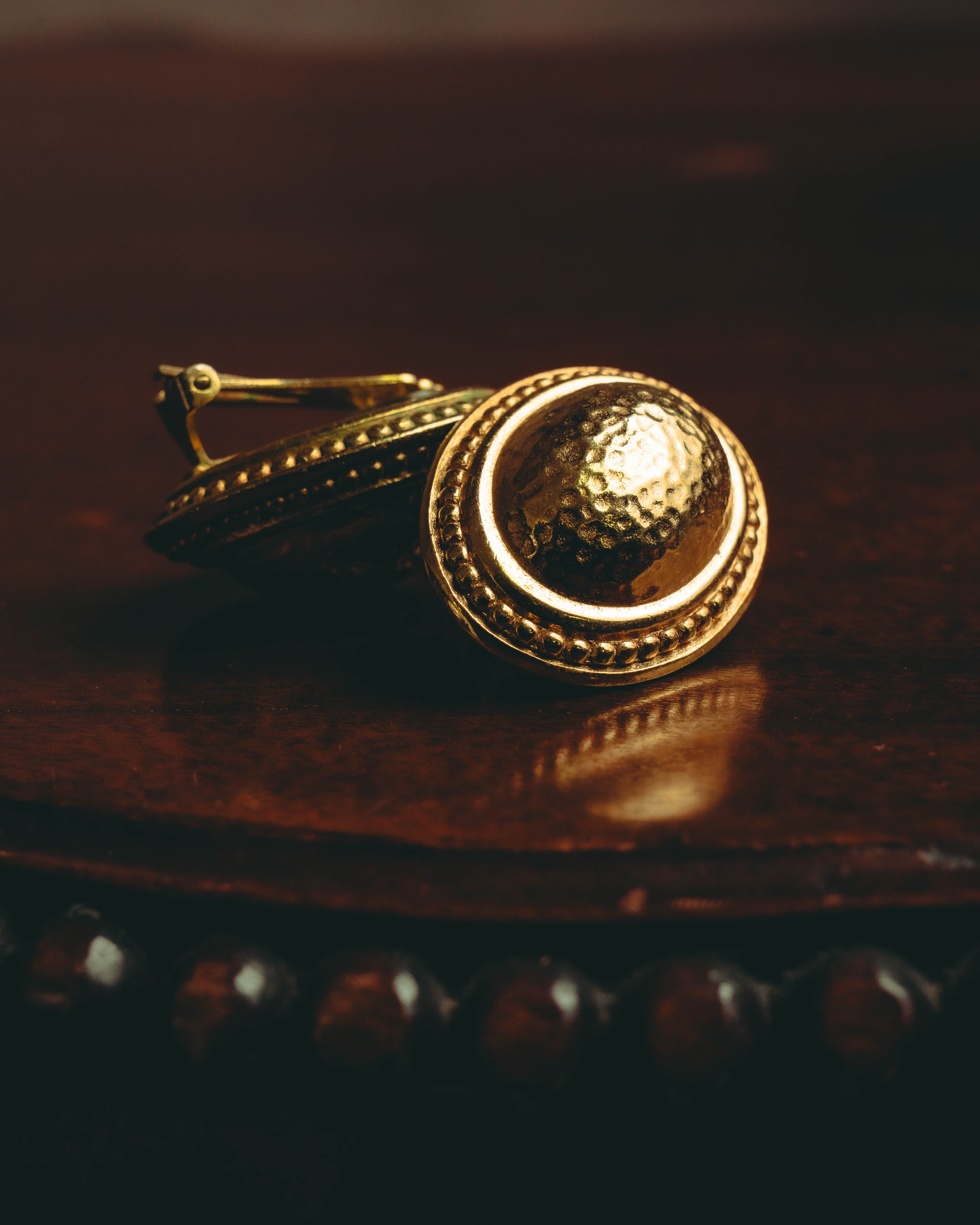 “Christian Dior” 70’s-80’s sculptural hammered oval clip-on earrings