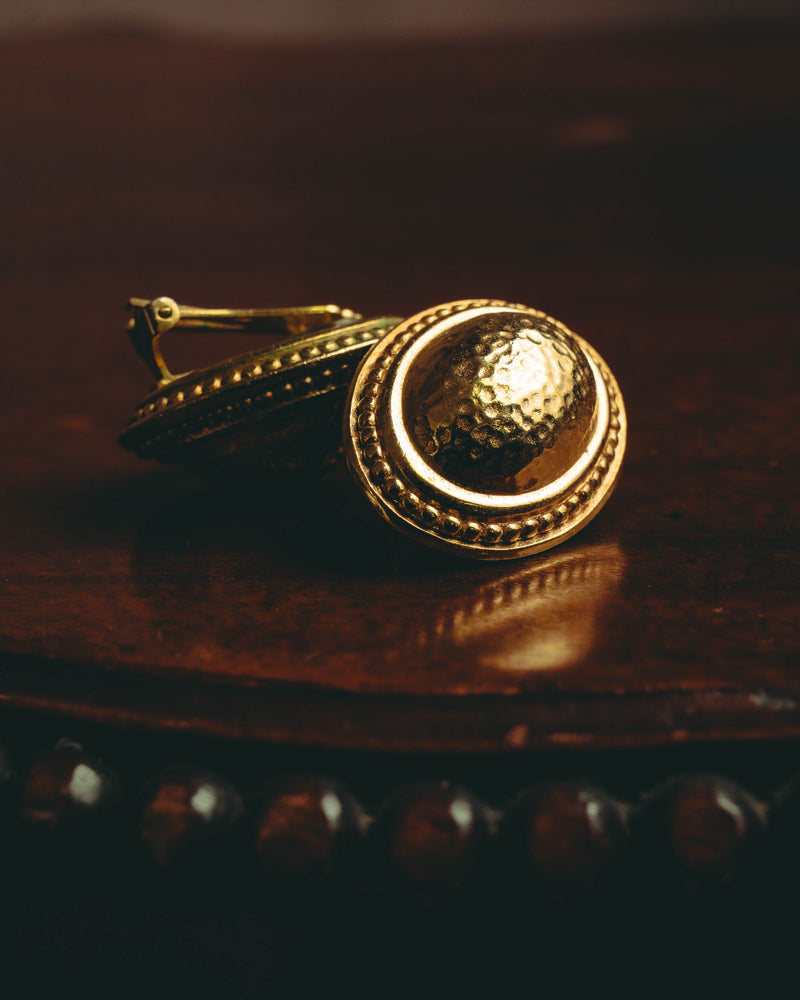 “Christian Dior” 70’s-80’s sculptural hammered oval clip-on earrings