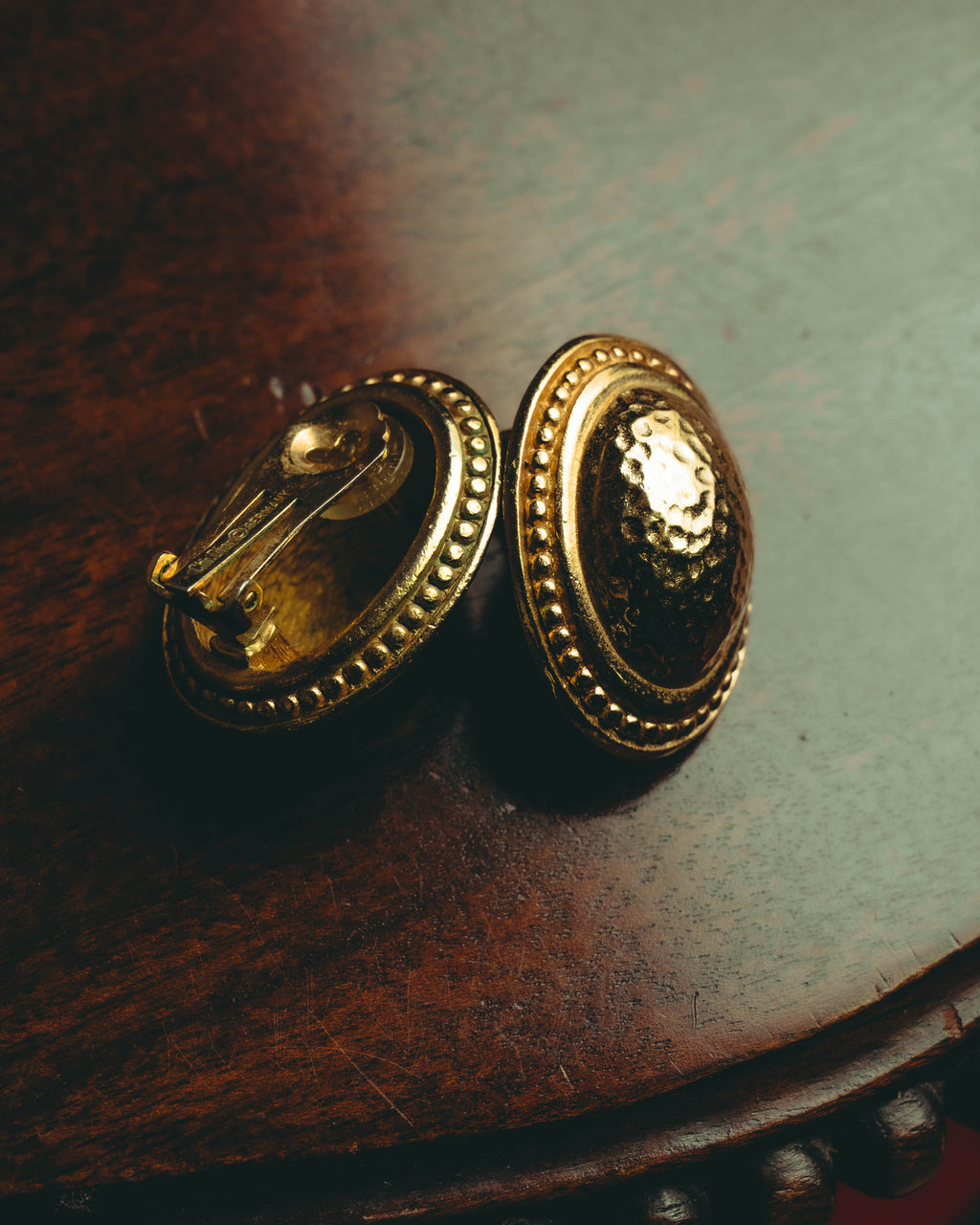 “Christian Dior” 70’s-80’s sculptural hammered oval clip-on earrings