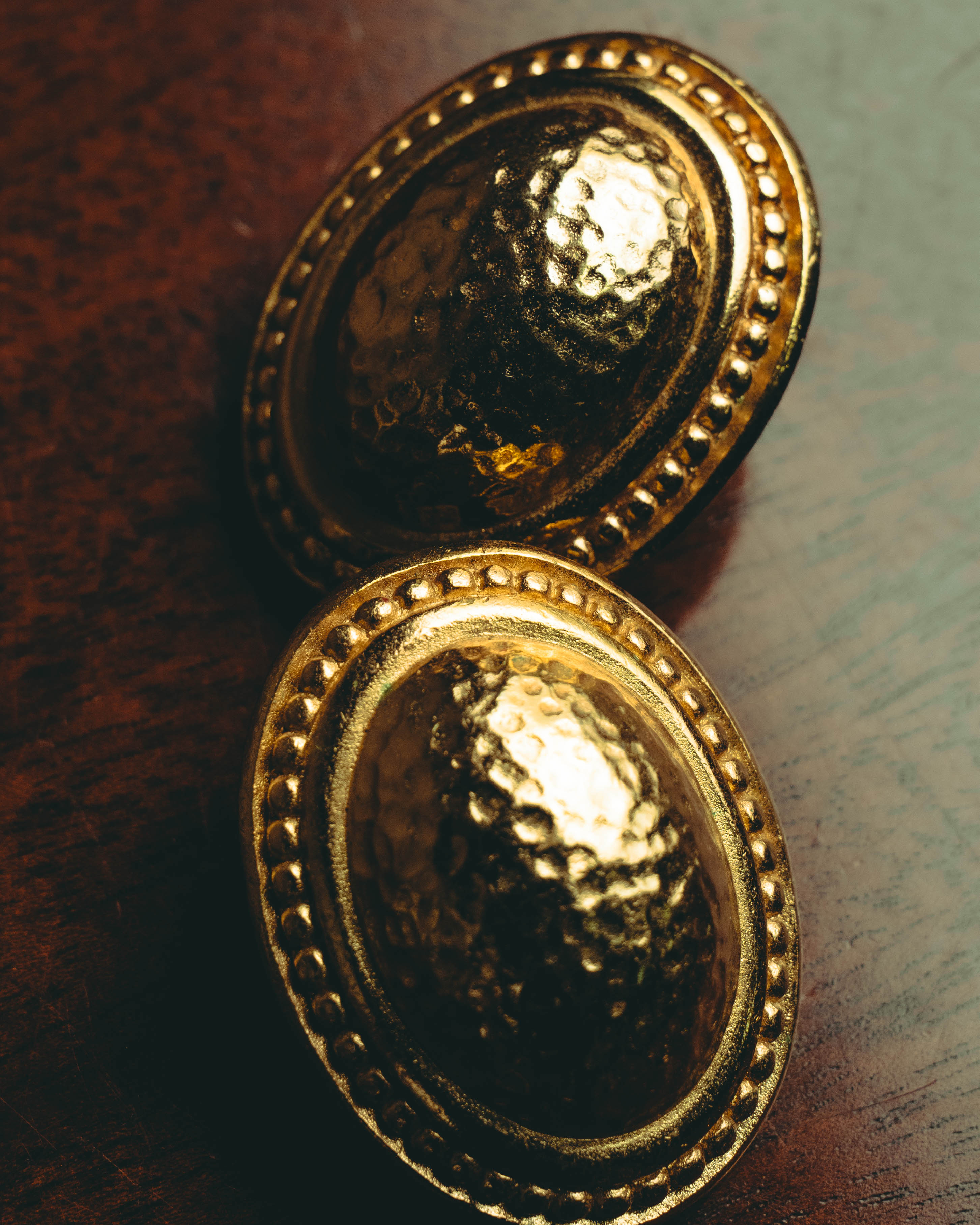 “Christian Dior” 70’s-80’s sculptural hammered oval clip-on earrings