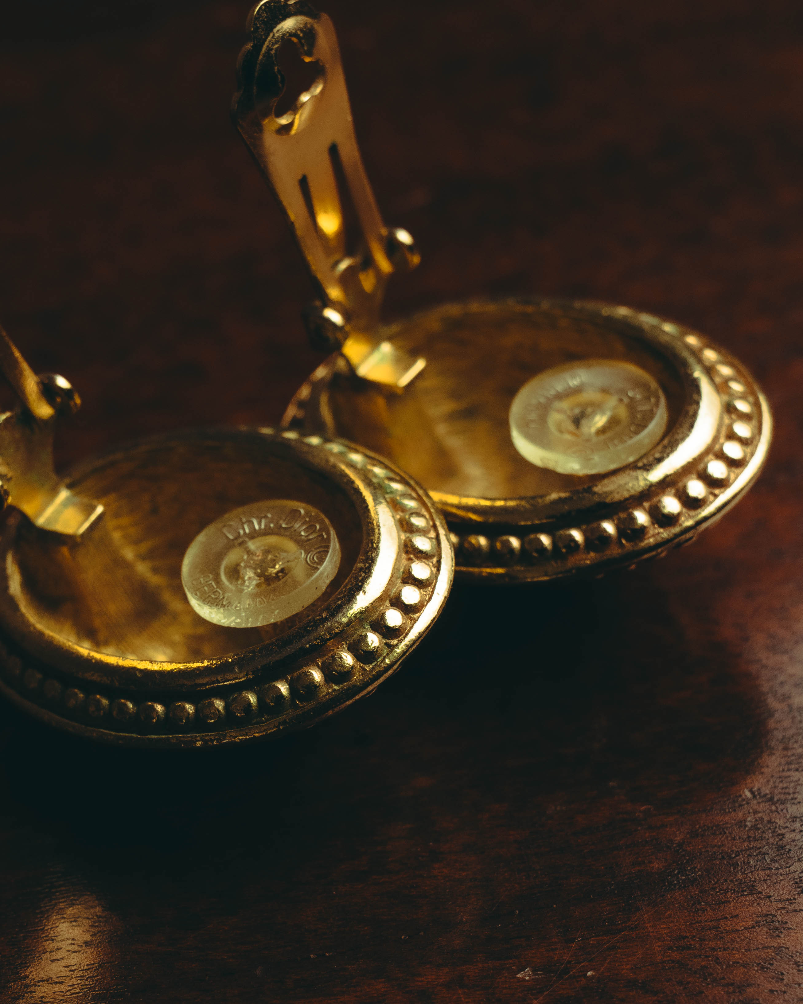 “Christian Dior” 70’s-80’s sculptural hammered oval clip-on earrings