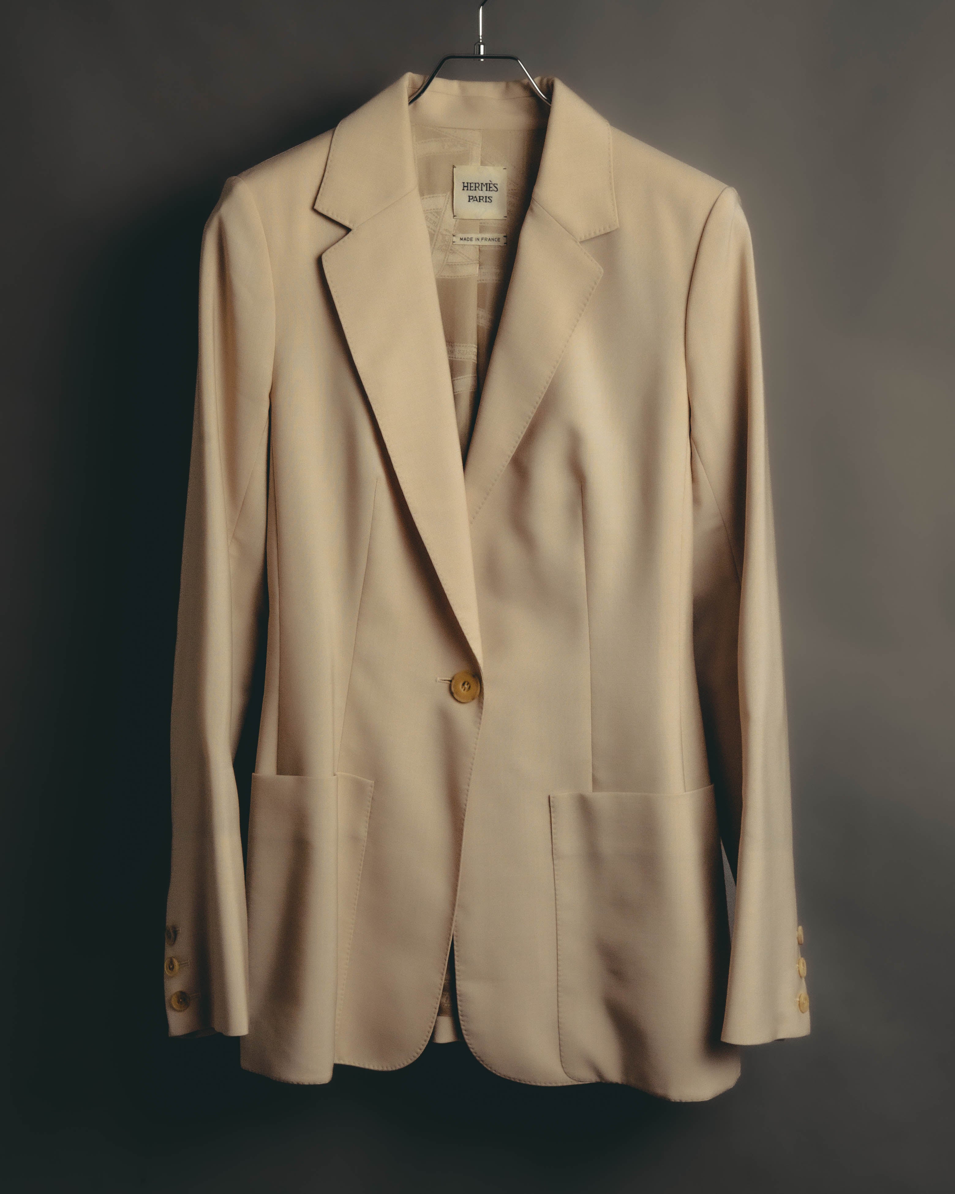 –SPECIAL– "Hermès" 90's-00's Lustrous mohair single-breasted blazer