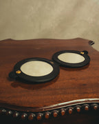 “Cartier” 80’s-90’s Panthère round leather compact mirror