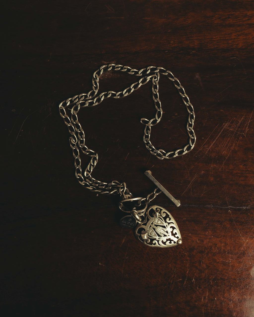 “GUCCI” 2008-2009 Hysteria crest heart sterling silver necklace