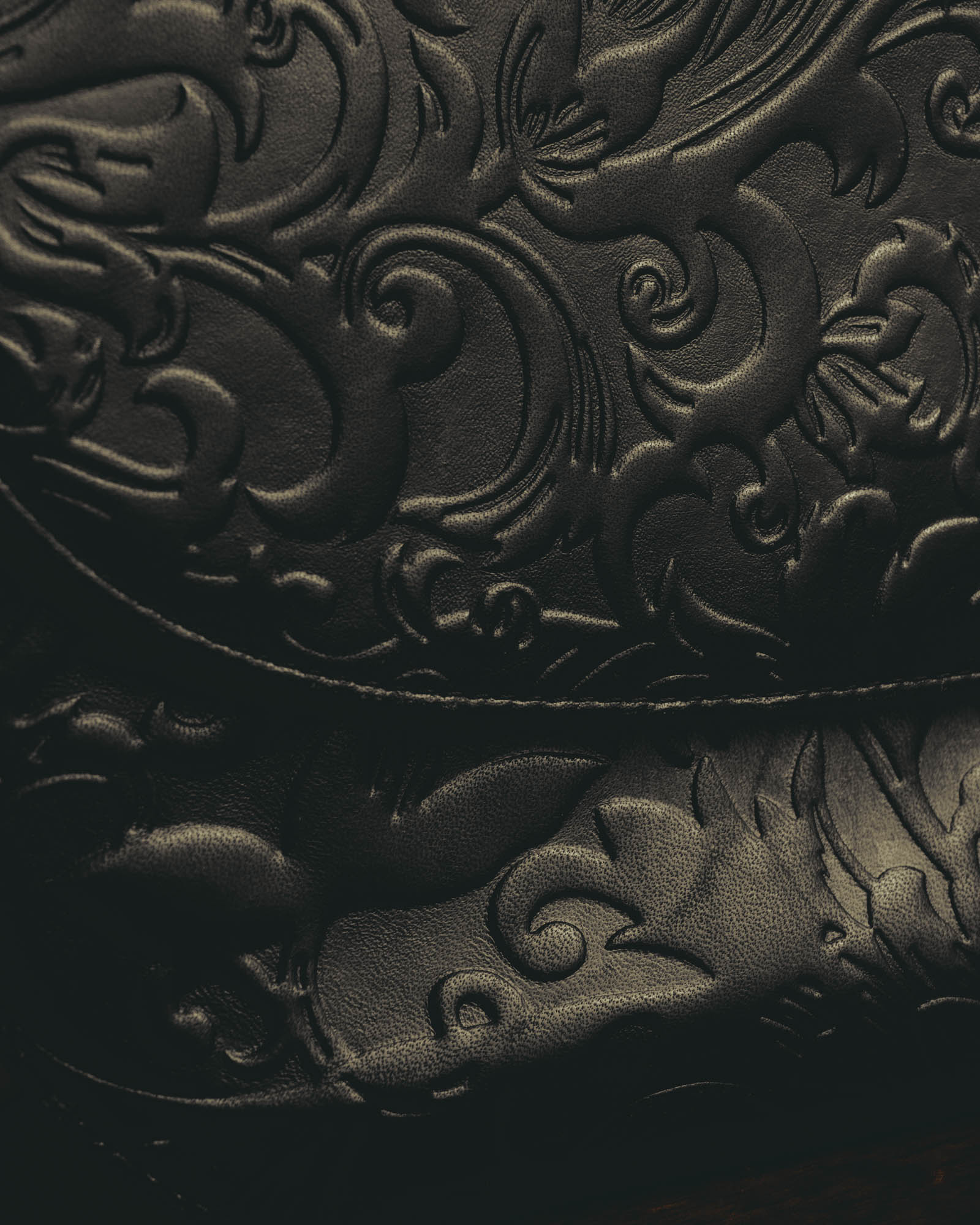 "BALENCIAGA" 80's-90's Ornately embossed leather handbag