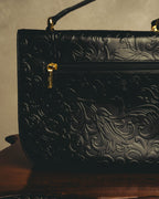 "BALENCIAGA" 80's-90's Ornately embossed leather handbag