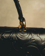 "BALENCIAGA" 80's-90's Ornately embossed leather handbag