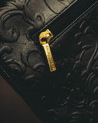 "BALENCIAGA" 80's-90's Ornately embossed leather handbag